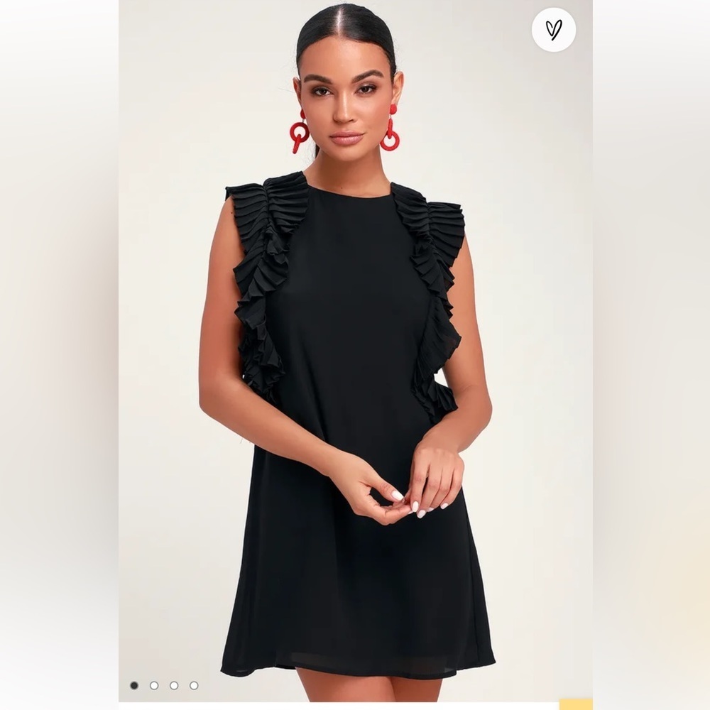 Lulu's Black Ruffle-Trim Mini Dress
